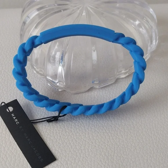 Marc By Marc Jacobs Vibrant Blue Coiled Silicone Jewelry Bracelet - Picture 5 of 9